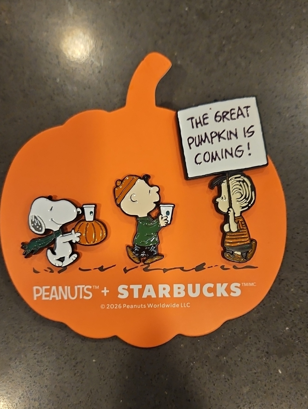 Starbucks x Peanuts Orange Pumpkin  - The Great Pumpkin Design.  3 Pins